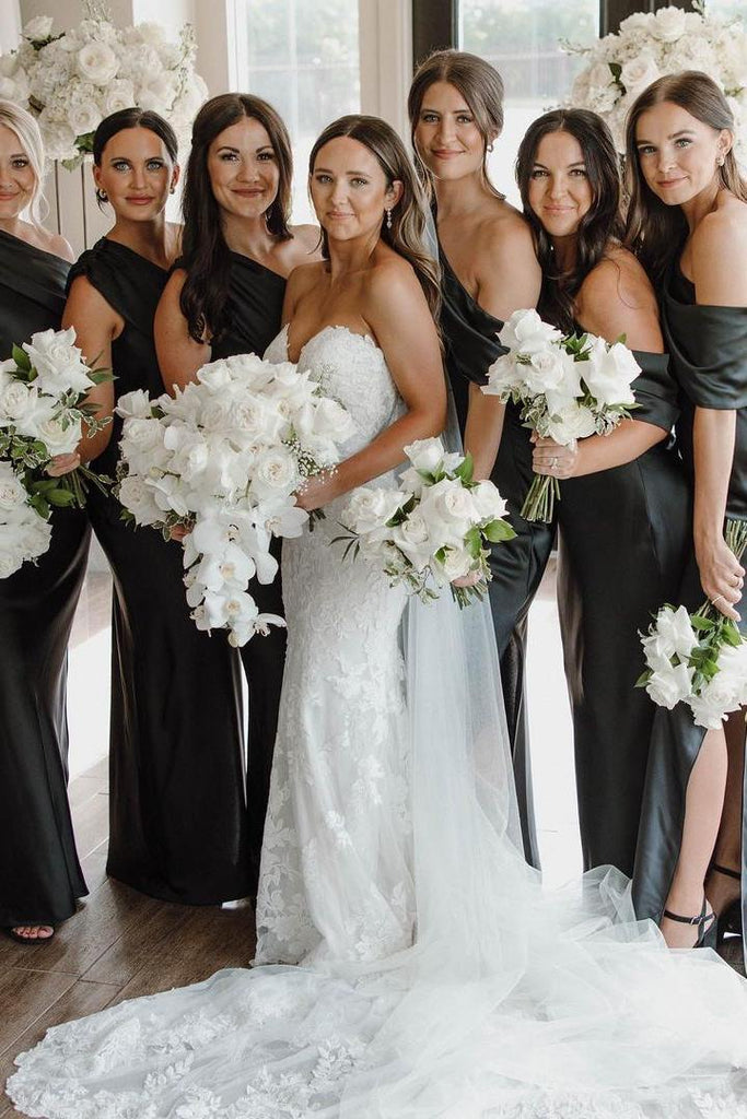 satin pleated bridesmaid dress Celine Satin Pleated Dress