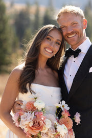 A-Line Strapless Pleated Scoop Neck Long Beach Wedding Dress