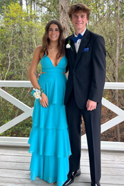 V-Neck Sleeveless Tiered Chiffon Dress