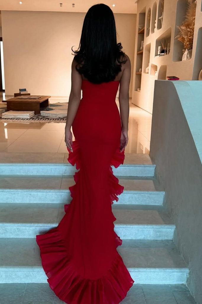 red straight prom dress Satin Long Dark A Line Red Prom Dresses