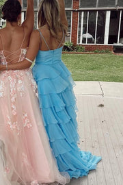 V-Neck Layered Chiffon Sleeveless Long Prom Dress