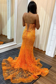 V-Neck Lace Appliques Mermaid Long Prom Dress