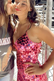 Pink Spaghetti Straps Mirror-Cut Sequins Mermaid Prom Dress with Slit
