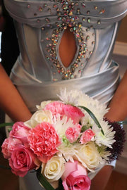 Spaghetti Straps V-Neck Beads Sleeveless Pleats Long Dress with Slit