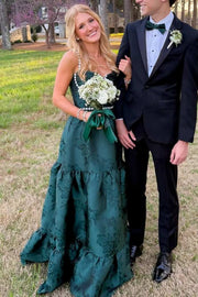 A-Line Straps with Beads Empire-Waist Print Sleeveless Prom Dress