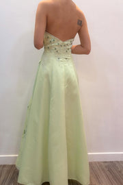 Strapless A-Line Scoop Neck Pleats Empire-Waist Sleeveless Long Prom Dress