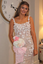 Stunning Straps Lace Appliques Sleeveless Mermaid Long Prom Dress