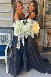 Black Strapless A-Line Empire-Waist Sleeveless Long Prom Dress