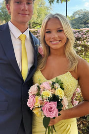 Strapless V-Neck Beads Sleeveless Pleats High Slit Long Prom Dress