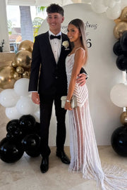 Beaded Sleeveless Mermaid Tulle Evening Prom Dress