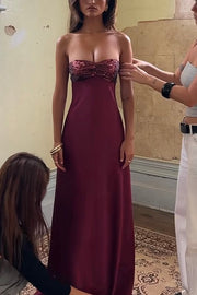 Strapless Sweetheart Sleeveless Satin Long Formal Prom Dress with Sequins