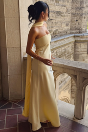 Strapless Satin Sleeveless Fitted Long Formal Prom Dress