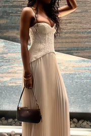 White Spaghetti Straps Pleated Sweetheart A-Line Prom Evening Dress