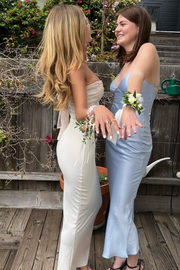 Modern Strapless Appliques Back Bow-knot Satin Party Prom Dress