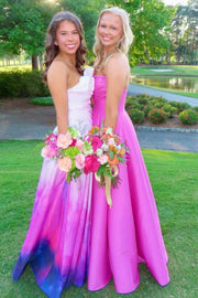 A-Line Strapless Pleats Empire-Waist Sleeveless Long Prom Dress