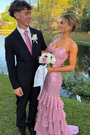 Spaghetti Straps V-Neck Ruffles Metallic Sleeveless Long Prom Dress