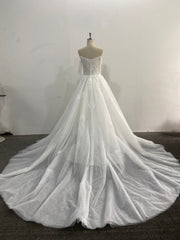 Mermaid Lace Wedding Dress Two Piece Off Shoulder Detachable Tulle Overskirt