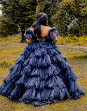 Midnight Blue Ruffle Ball Gown