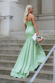 Strapless Sweetheart Mermaid Satin Sleeveless Long Prom Dress