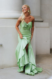 Strapless Sweetheart Mermaid Satin Sleeveless Long Prom Dress