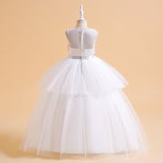 Бальное платье из тюля с прозрачными розами, длинное свадебное платье для девочек-цветочниц, конкурс на день рождения