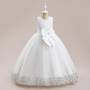 Ball Gown Sleeveless Floor Length Birthday Party Wedding Flower Gilr Dress, Sequins