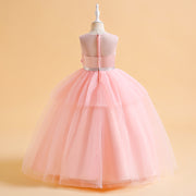 Бальное платье из тюля с прозрачными розами, длинное свадебное платье для девочек-цветочниц, конкурс на день рождения