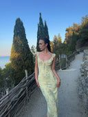 Romantic Ruffle-Trim Midi Dress with Tie Front