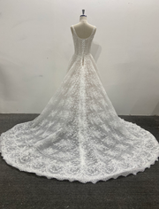 Beaded A-line Lace Wedding Dress Scoop Neck Sleeveless Ivory In Stock