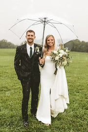 Sleeveless Satin Long Beach Wedding Dress