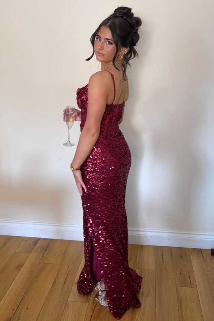 burgundy spaghetti strap prom dress Spaghetti Straps Simple Burgundy Long Prom Dress fg1794