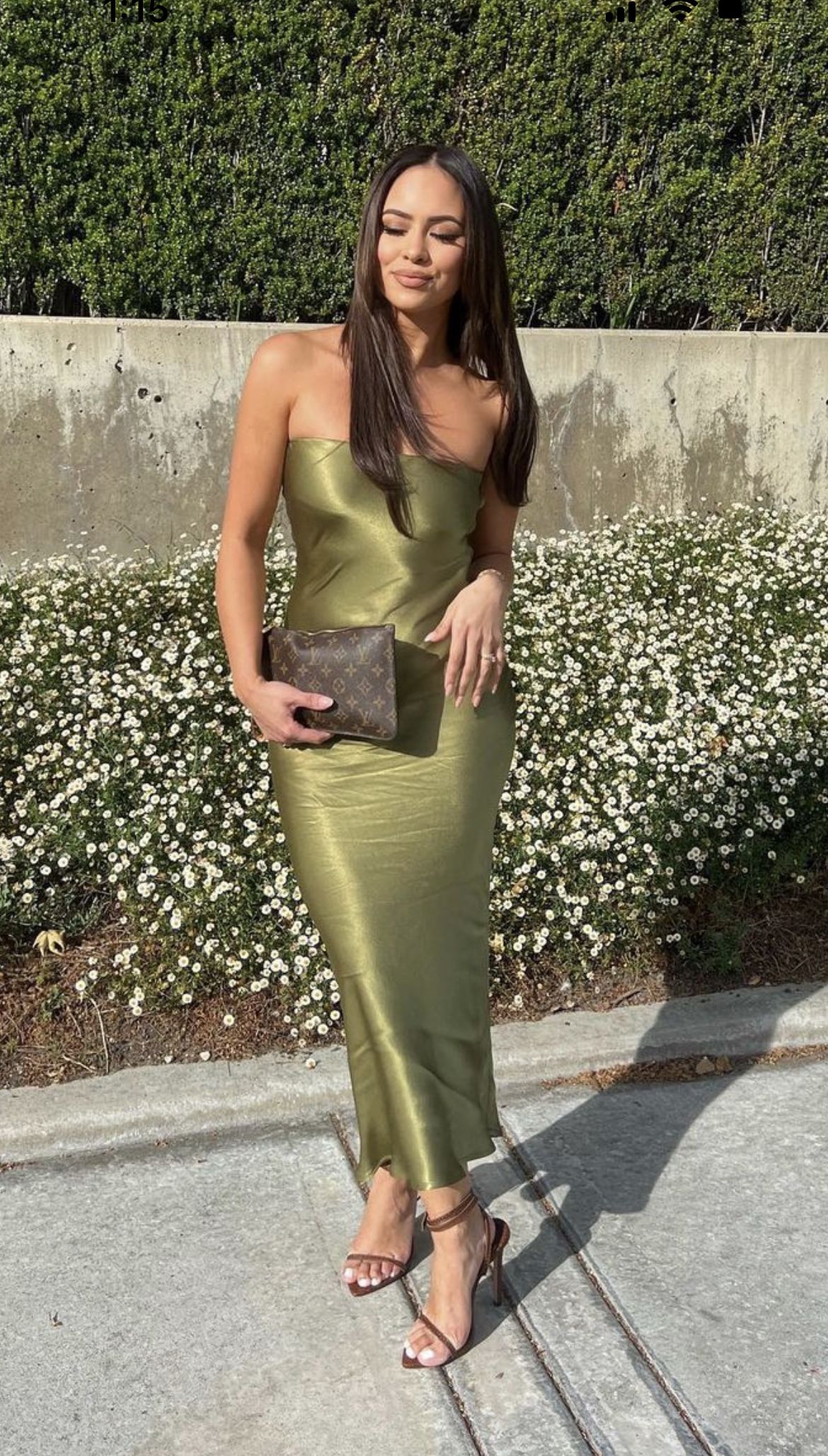Strapless Liquid Satin Column Gown