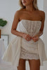 White Short Homecoming Dress Strapless A-Line Lace Appliques Pleats