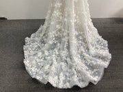 2 Pieces Set Wedding Dress Strapless 3D Floral Tulle Skirt A-line Bow Flower