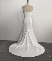 Strapless Satin Mermaid Wedding Dress Draped Waist Court Train