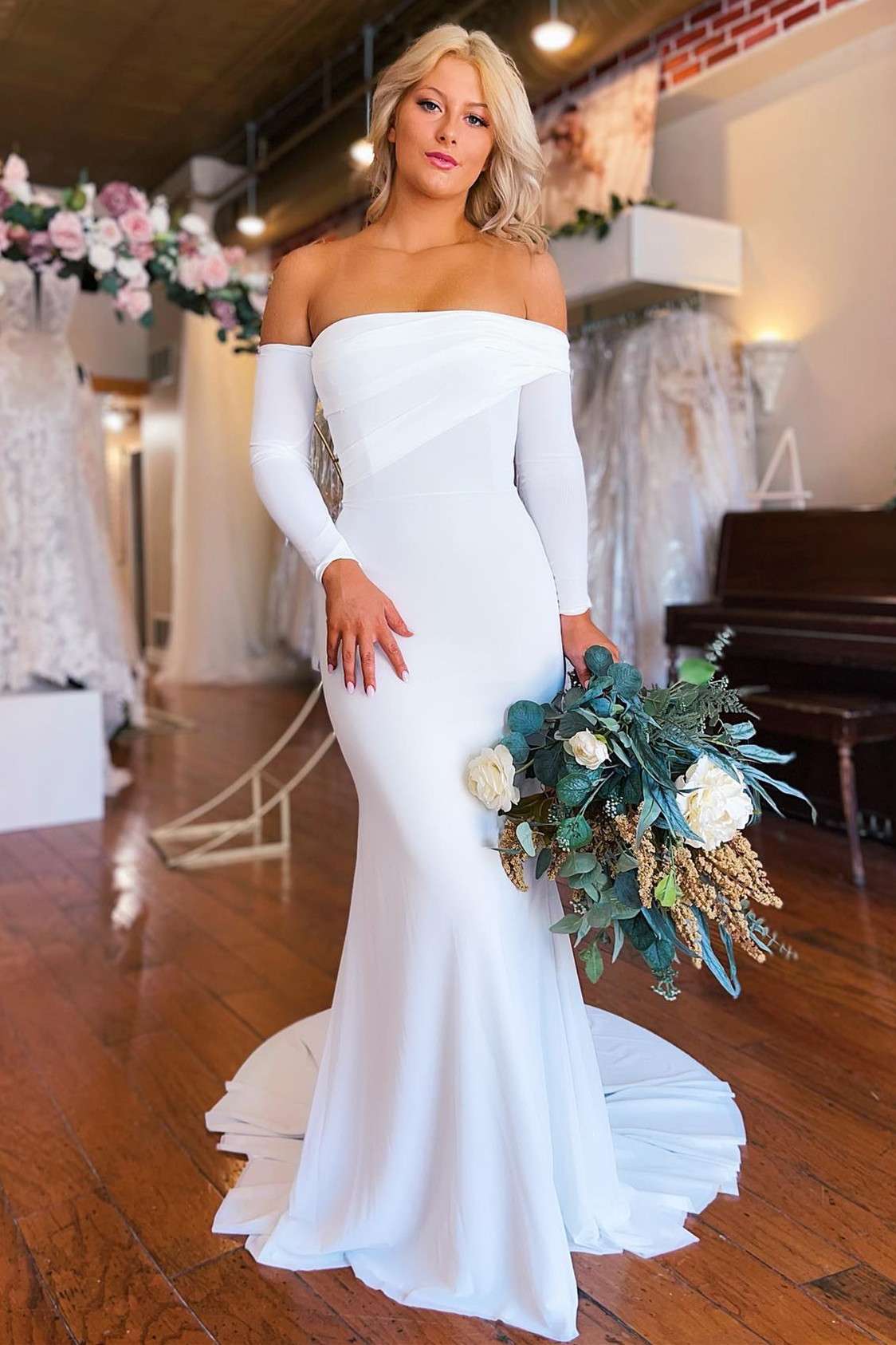 off the shoulder long sleeve mermaid wedding dress White Long Category:Bedroom Size:28 cm2 (PS2028) kind body like a Phase Eight Lola Chocolate