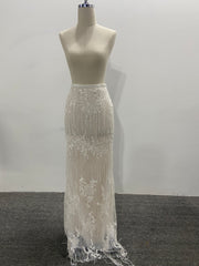 Beaded Lace Two Pieces Set Wedding Dress Fringe Sheer Corset Spaghetti Strap