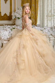 Ball Gown Long Ruffle Sequin Dress