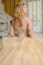 Ball Gown Long Ruffle Sequin Dress