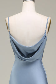 Cowl Neck and Back Maxi Dress in Dusty Blue