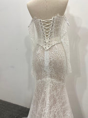 Mermaid Wedding Dress Sparkling Sequined Lace Off Shoulder Scalloped Trim