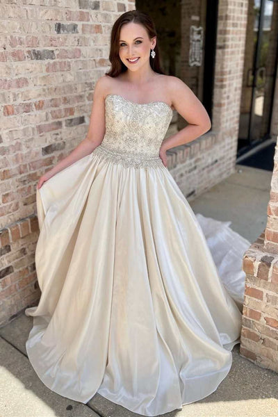 Strapless A-Line Long Wedding Dress