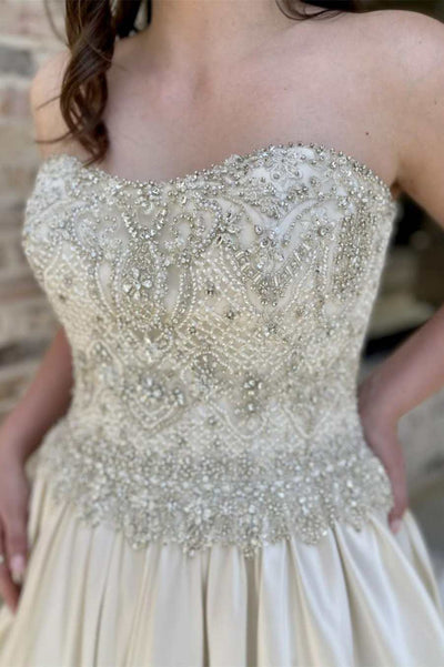 Strapless A-Line Long Wedding Dress