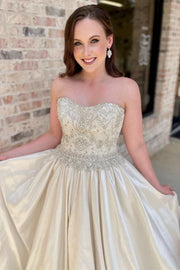 Strapless A-Line Long Wedding Dress