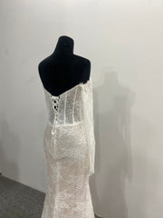 Mermaid Lace Bridal Gown Off Shoulder Sweetheart Sheer Corset Pearl Long Sleeve