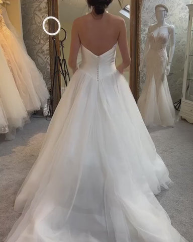White Tulle Strapless A-Line Long Dress