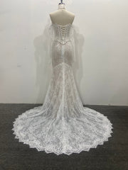 Mermaid Wedding Dress Sparkling Sequined Lace Off Shoulder Scalloped Trim