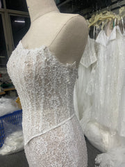 Mermaid Lace Wedding Dress Strapless Beaded Sheer Corset Scalloped Two Pieces