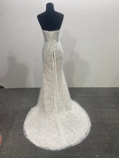 Strapless Mermaid Lace Wedding Dress Beaded Bodice Corset Back Sweep