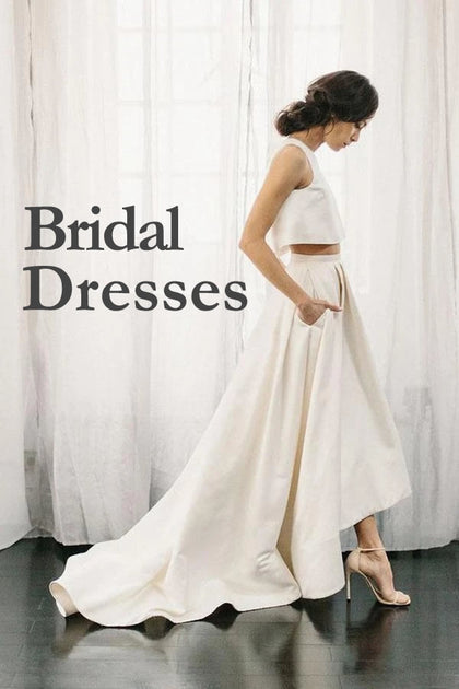 A-line V Neck Long Sleeve Sweep Lace Satin Wedding Dress - Princessly